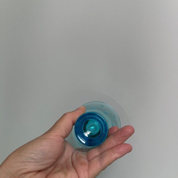 Hazel Atlas Vintage Mcm Cocktail Glasses Capri Dots Turquoise Set Of Eight - Picture 4 of 8